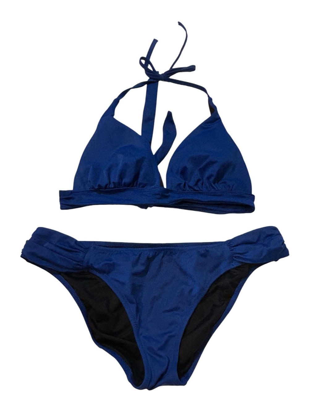 Victoria’s Secret Blue Halter Bikini Set Women’s Medium M Plunge Swim Two Piece